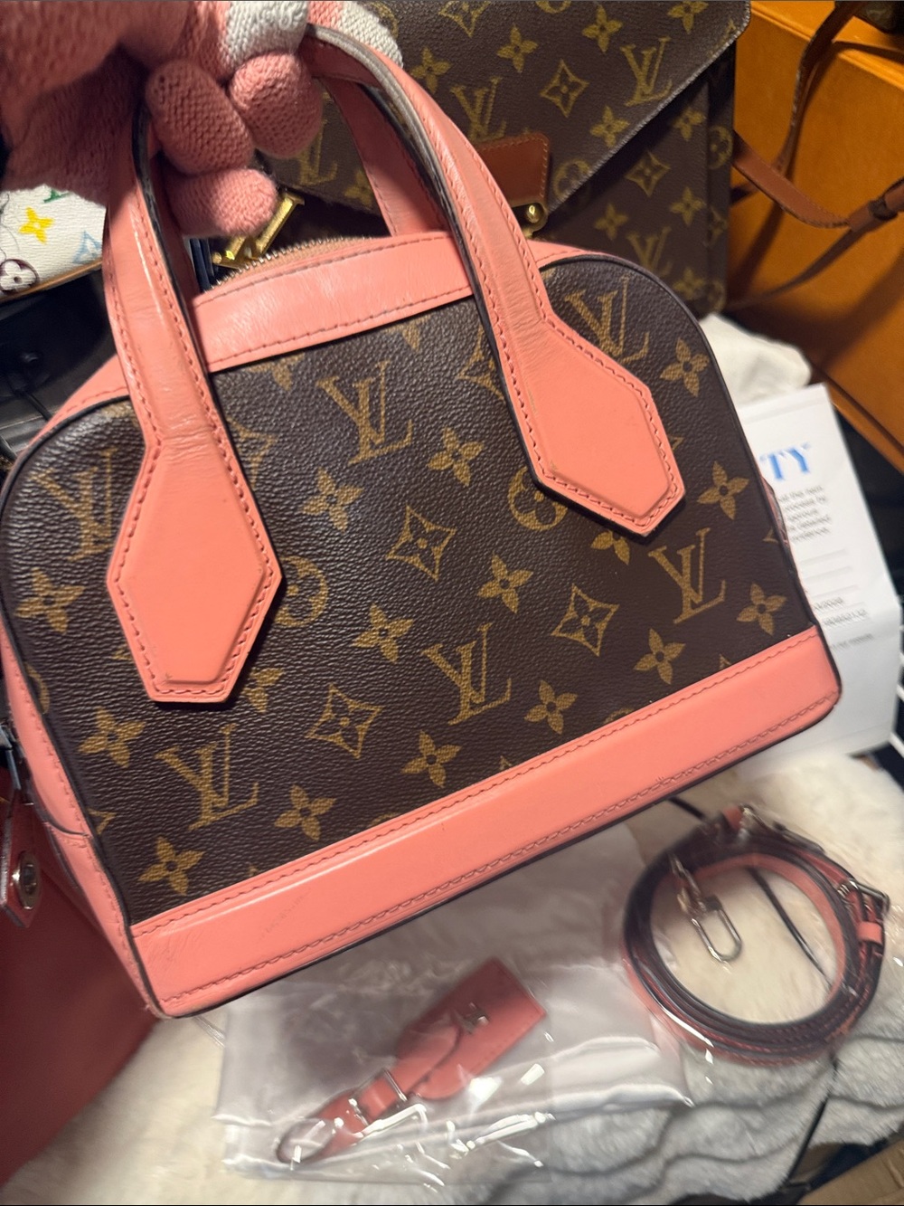 Louis Vuitton Monogram Satchel with Pink Trim - Picture 12 of 17